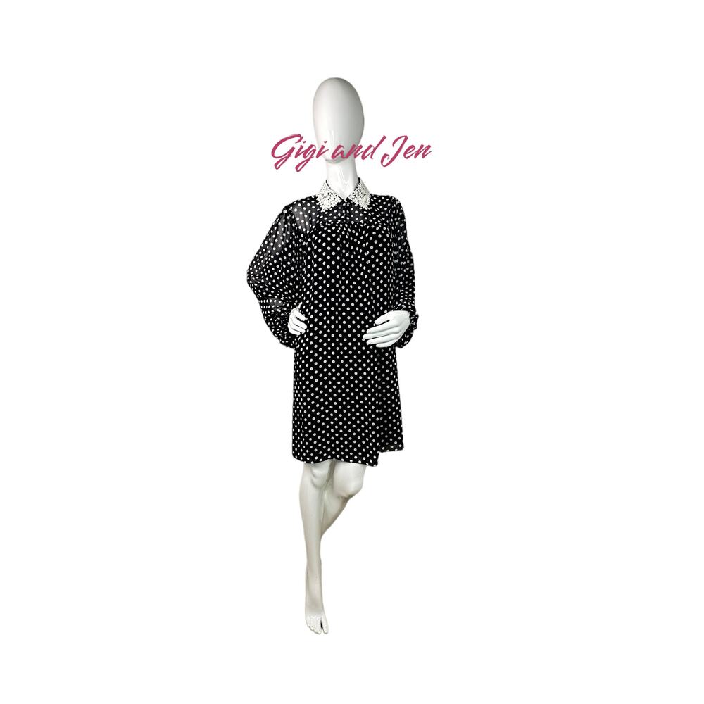 Kate spade  Domino Dot Swing Dress Size Medium Black - Picture 3 of 9